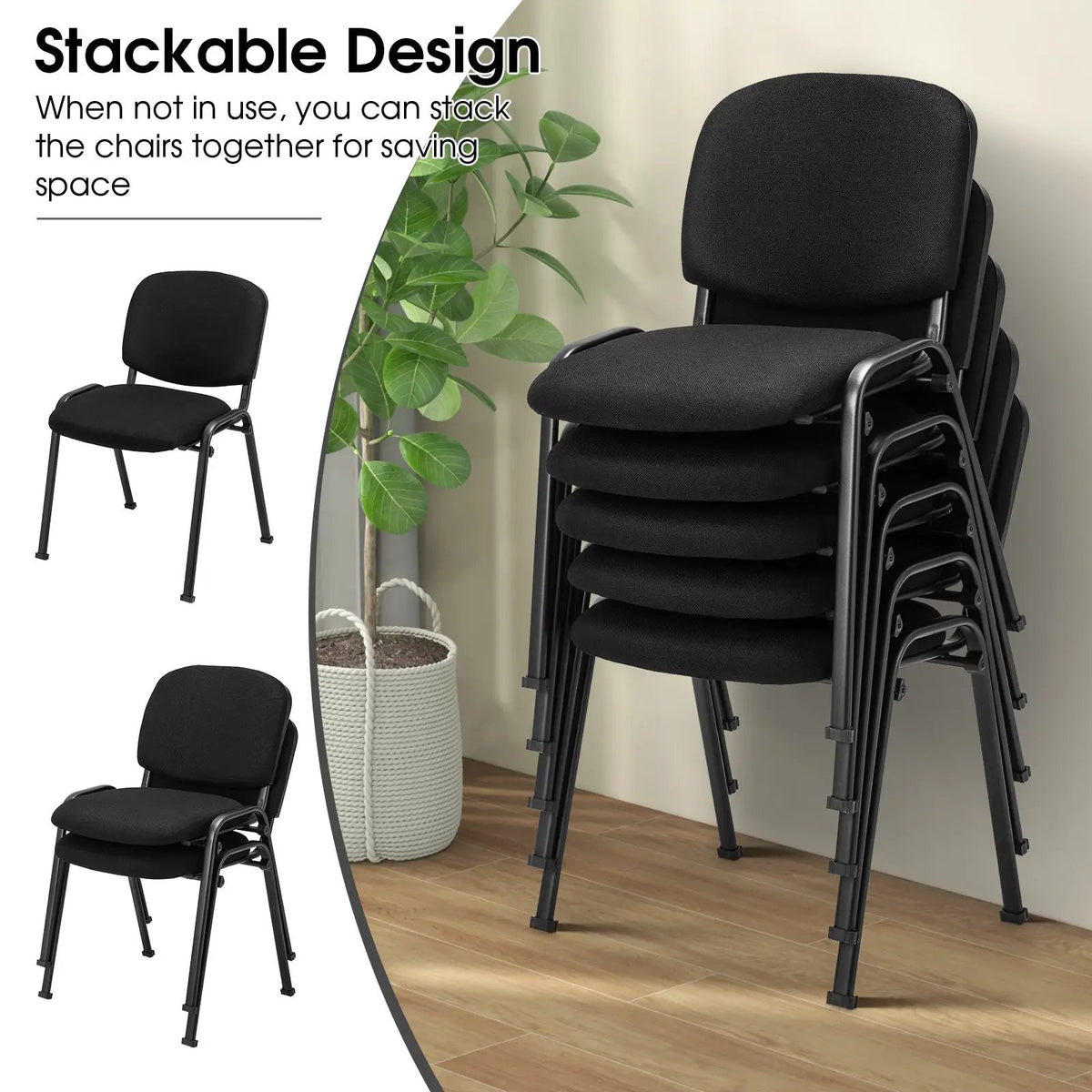 Office Chair with Metal Frame and Padded Cushions for Conference Room by DirectDeals