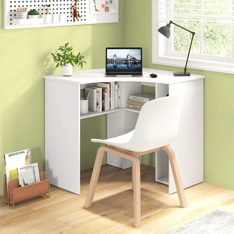 Corner Computer Desk Triangle Home Office Desk with Adjustable Shelf and Arc-Shaped Profile by DirectDeals
