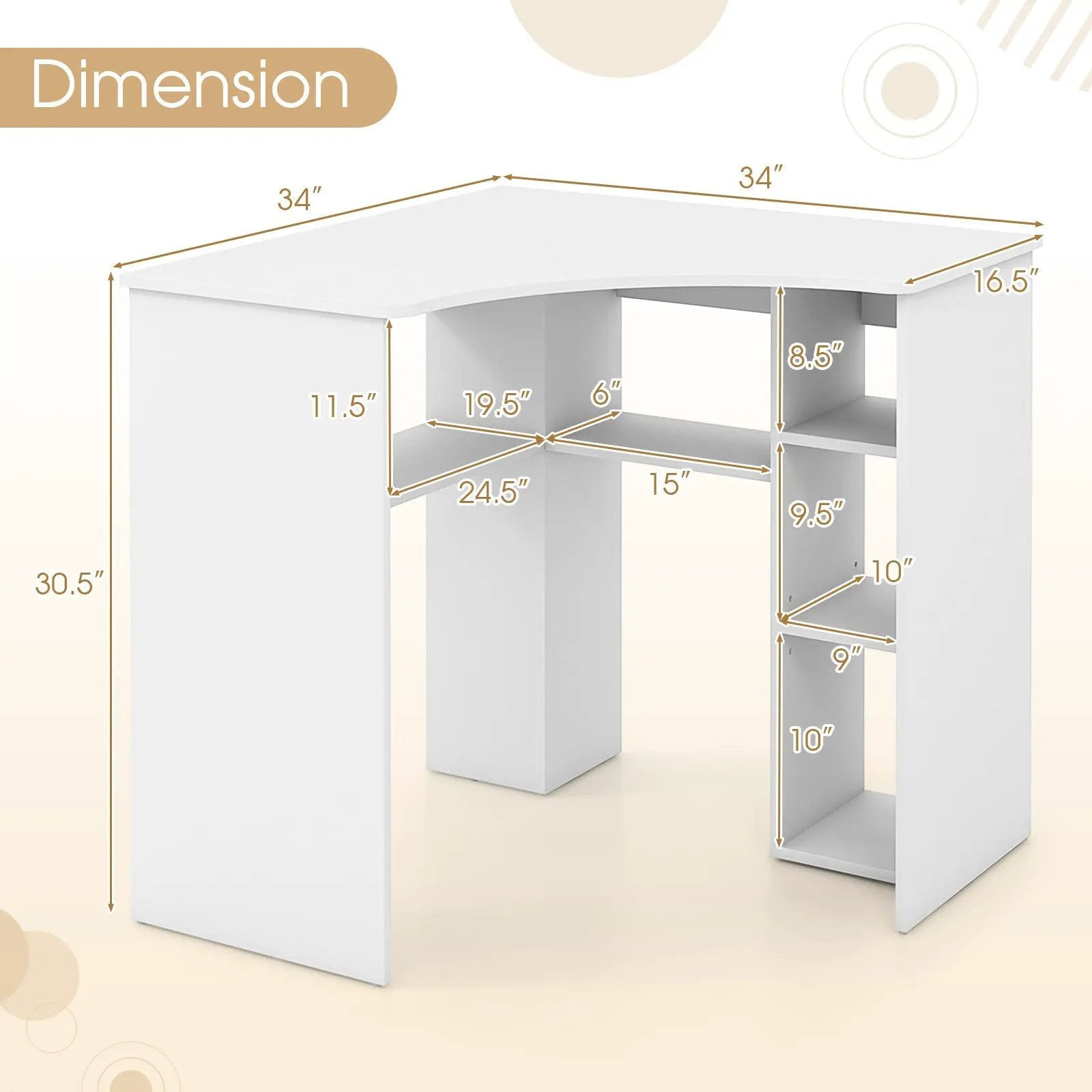Corner Computer Desk Triangle Home Office Desk with Adjustable Shelf and Arc-Shaped Profile by DirectDeals
