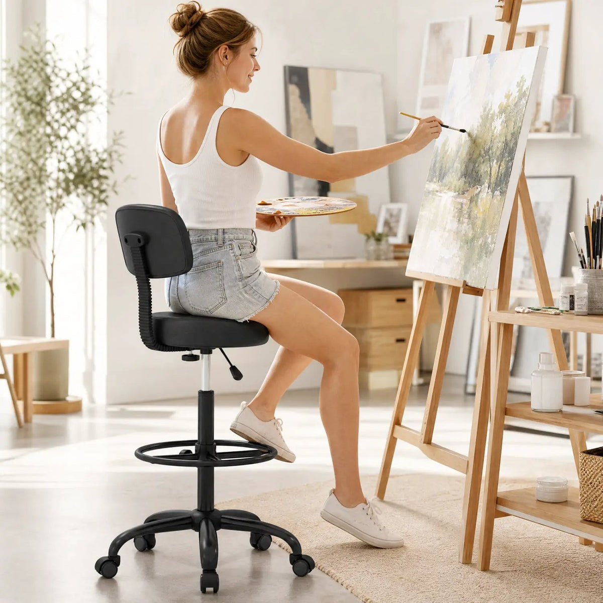 Drafting Chair with Adjustable Height & Footring by DirectDeals