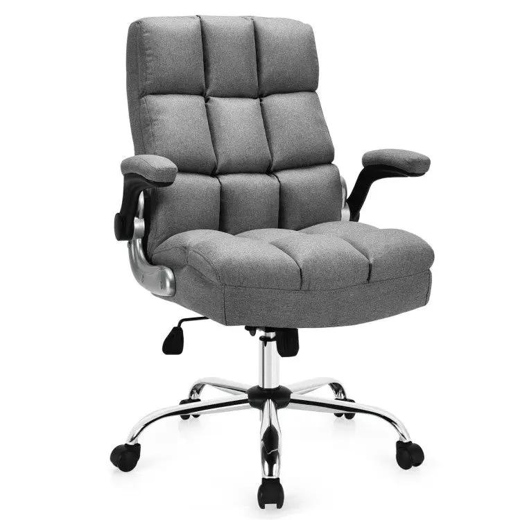 Office Furniture Set: 48 Inches x 36 Inches Mobile Whiteboard+Criss Cross Legged Chair+Linen Upholstered Executive Chair by DirectDeals