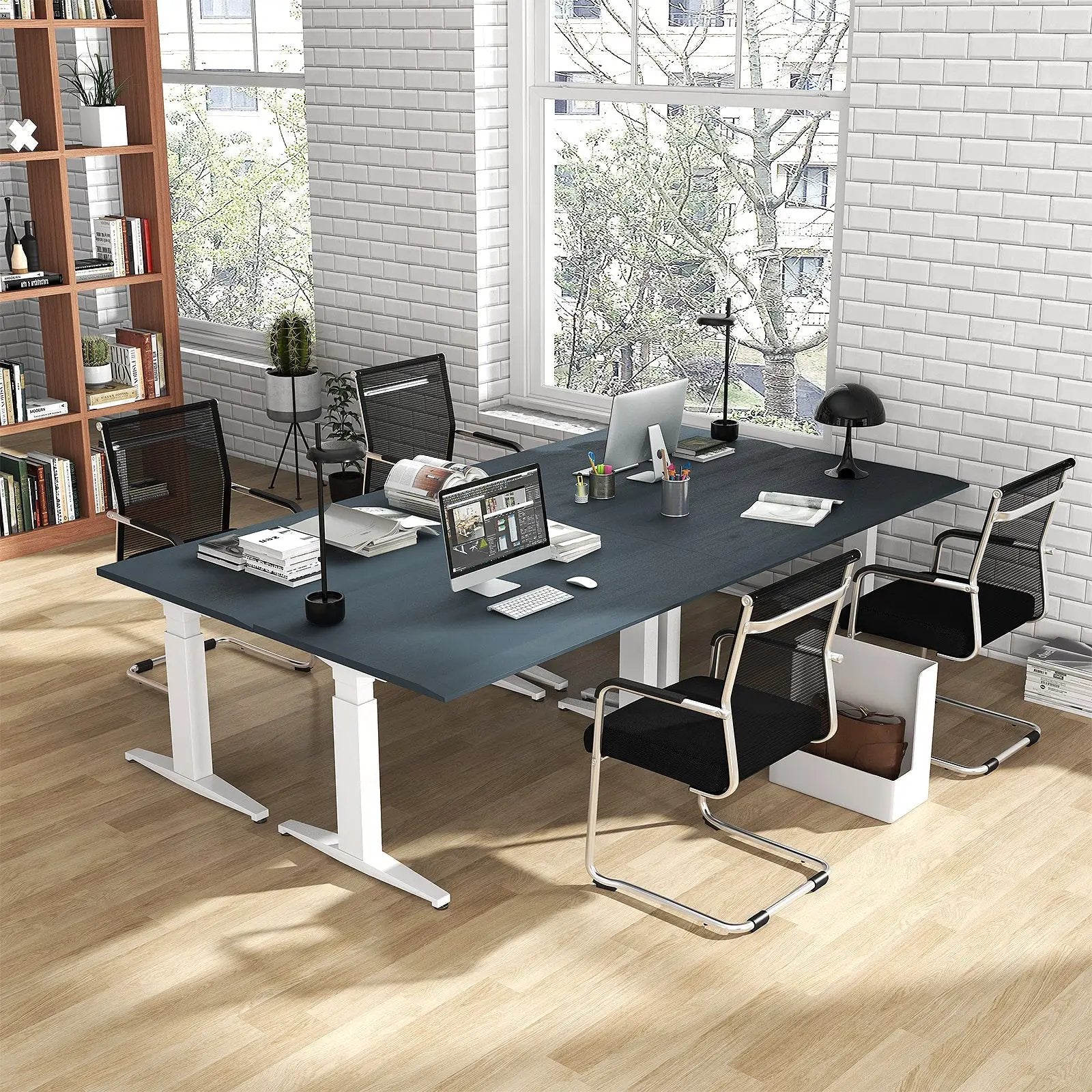 Office Guest Chairs Set of 4 with Metal Sled Base and Armrests-Black by DirectDeals