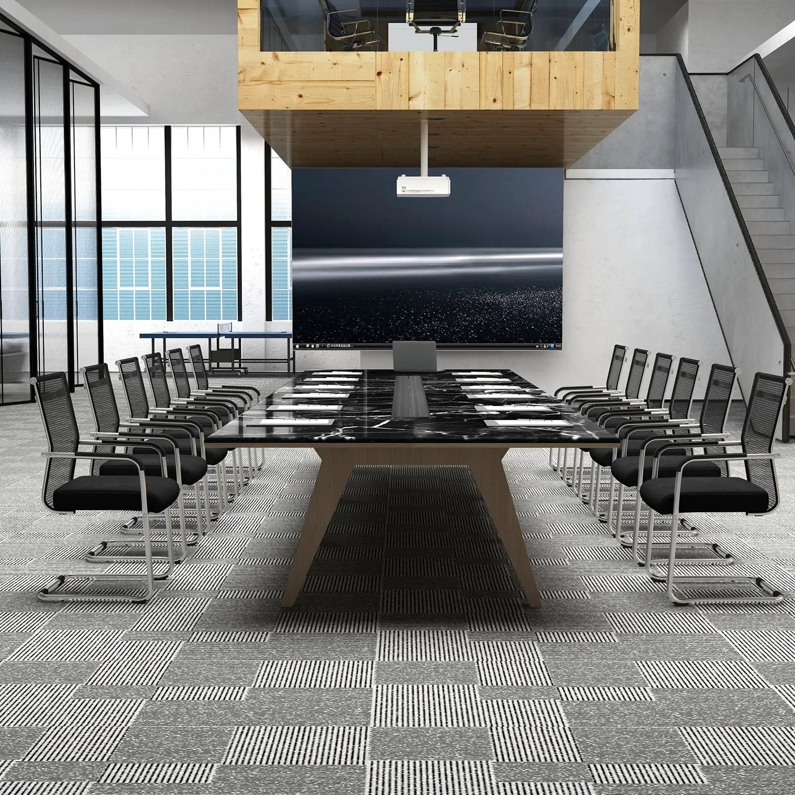Office Guest Chairs Set of 4 with Metal Sled Base and Armrests-Black by DirectDeals