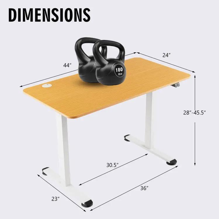 Office Set with 5-Tier Bamboo Ladder Shelf and Electric Standing Computer Desk by DirectDeals
