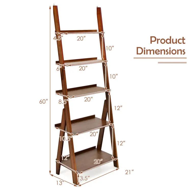 Office Set with 5-Tier Bamboo Ladder Shelf and Electric Standing Computer Desk by DirectDeals