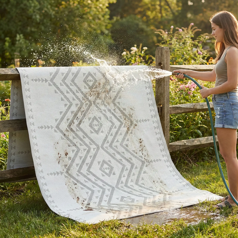 Ojai - Beige Outdoor Rug for Patio by Fab Habitat