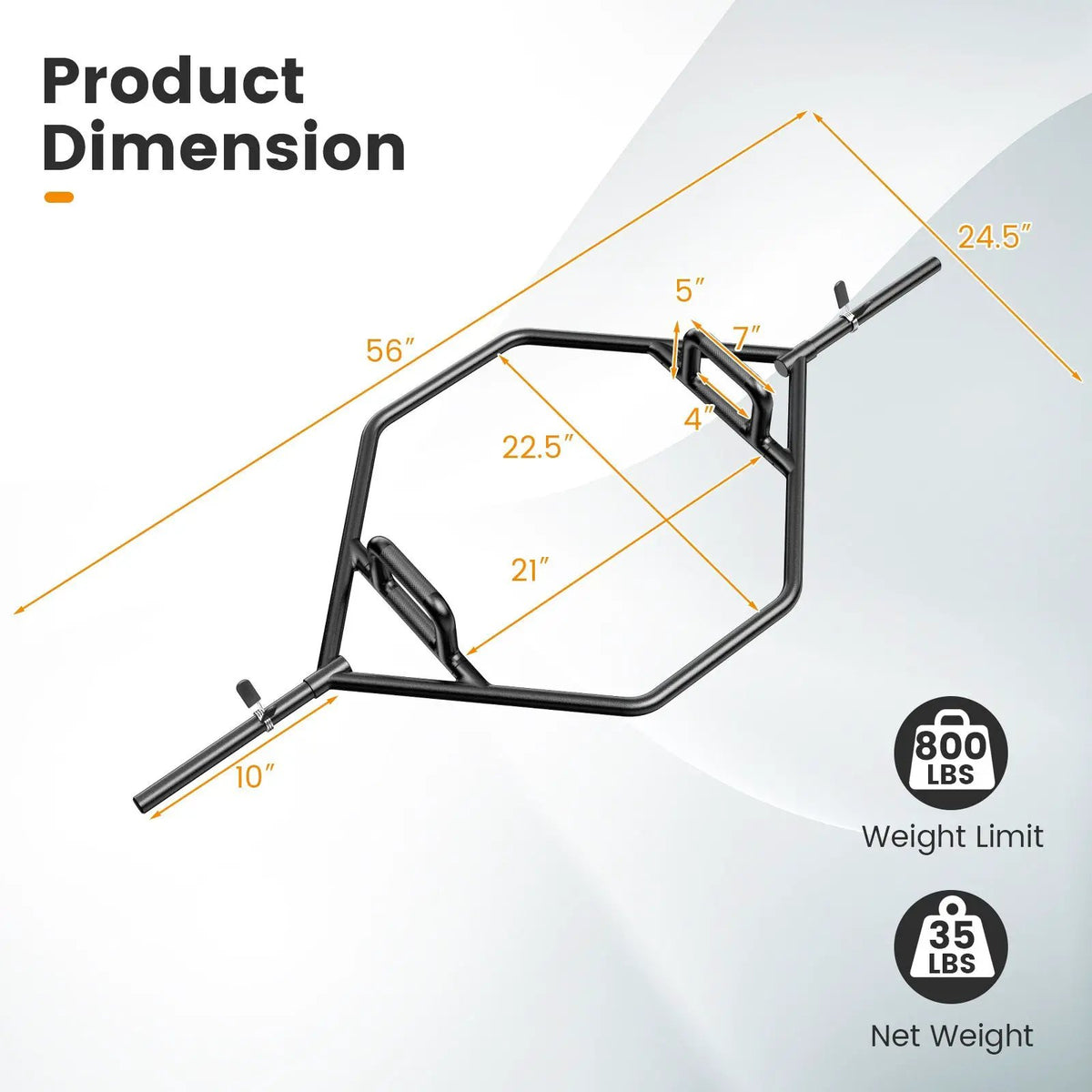 Olympic Hex Trap Bar with 2 Spring Collars and Foldable Handle by DirectDeals