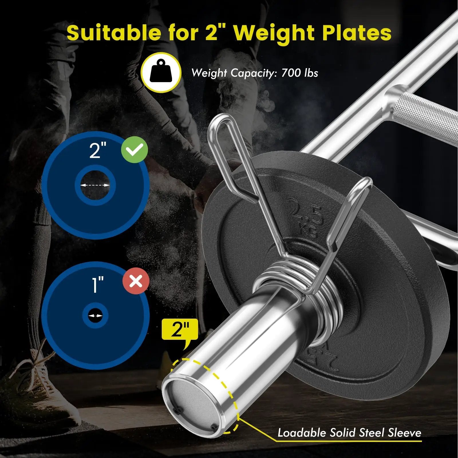 700 LBS Olympic Triceps Bar with Knurled Handles for Squats Deadlifts Shrugs by DirectDeals