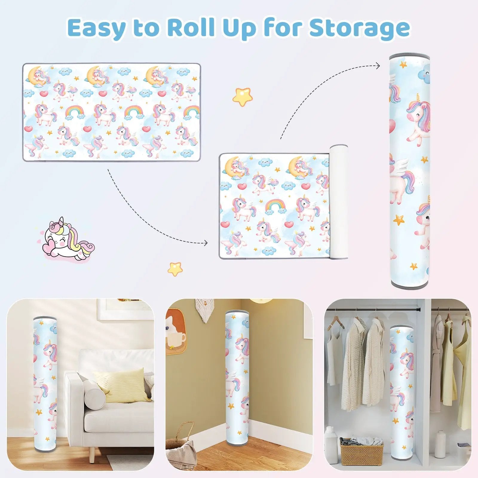 One-Piece Reversible Roll Up Soft Foam Activity Mat for Toddlers by DirectDeals