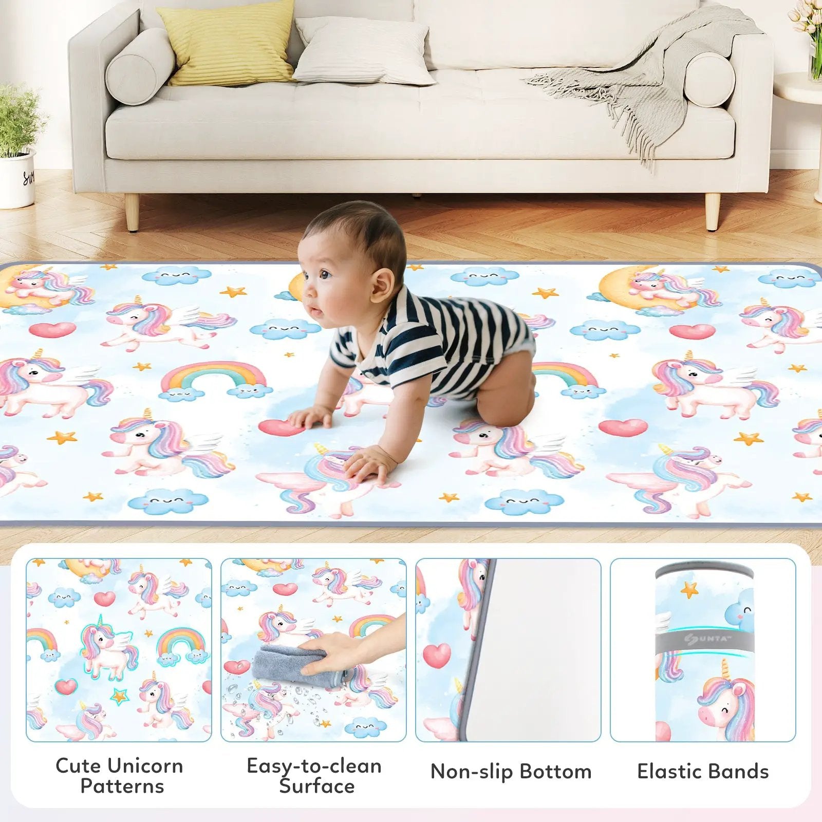 One-Piece Reversible Roll Up Soft Foam Activity Mat for Toddlers by DirectDeals