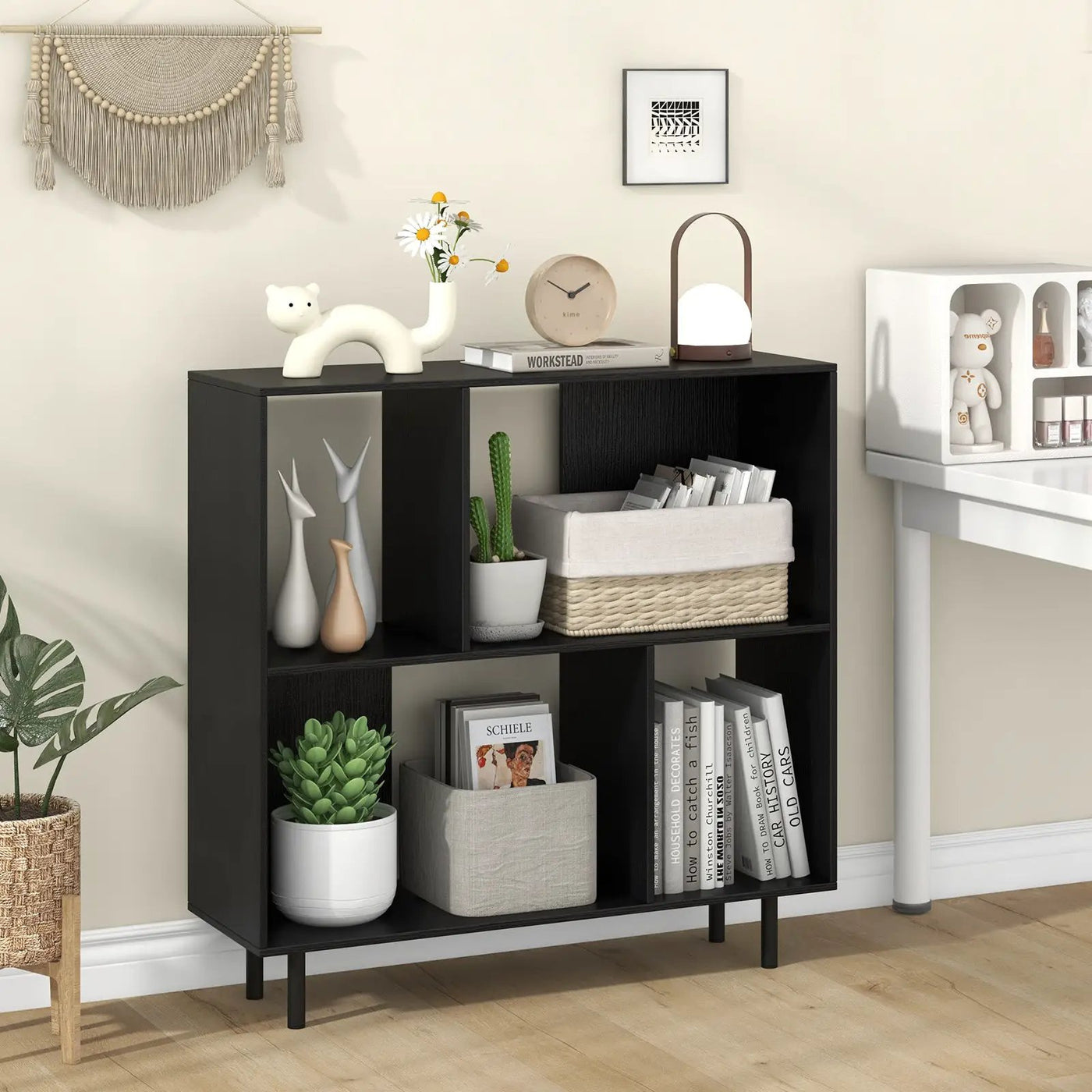 Open Shelf Bookcase with 4 Compartments by DirectDeals