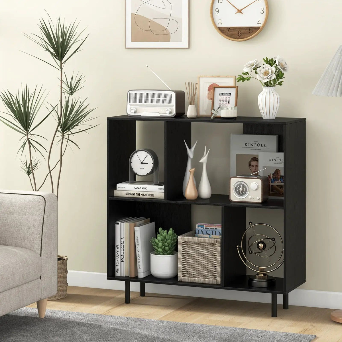 Open Shelf Bookcase with 4 Compartments by DirectDeals