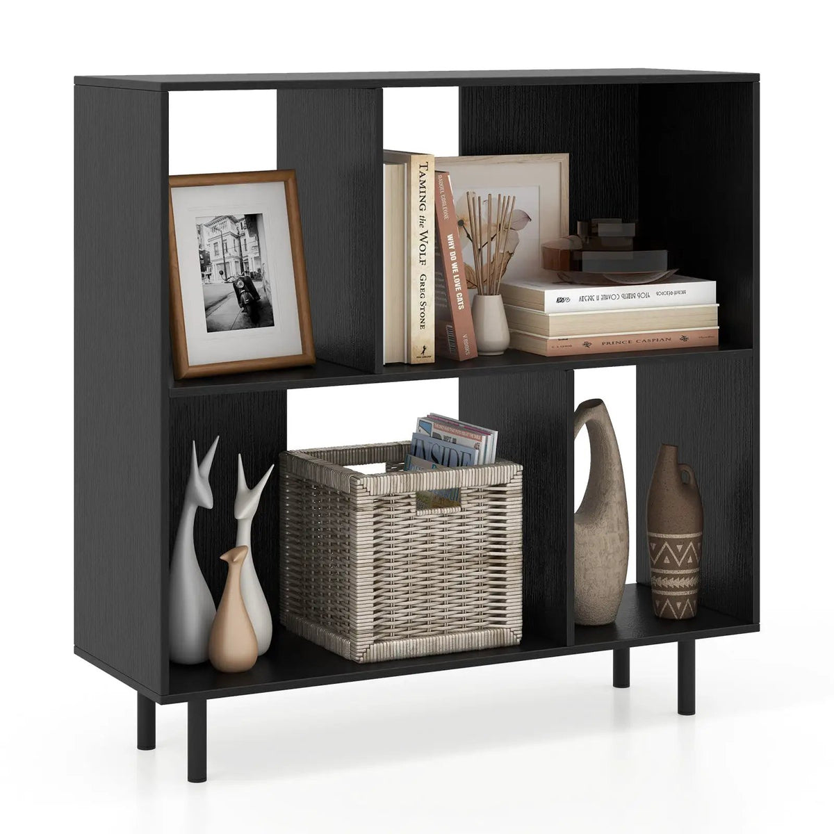 Open Shelf Bookcase with 4 Compartments by DirectDeals