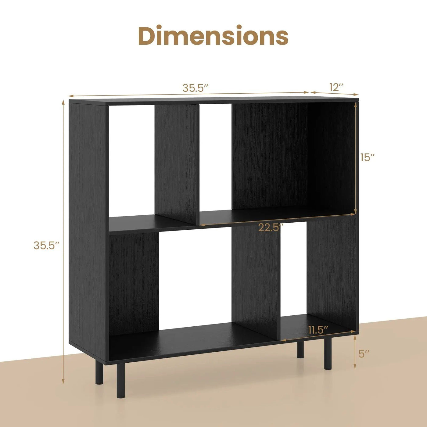 Open Shelf Bookcase with 4 Compartments by DirectDeals