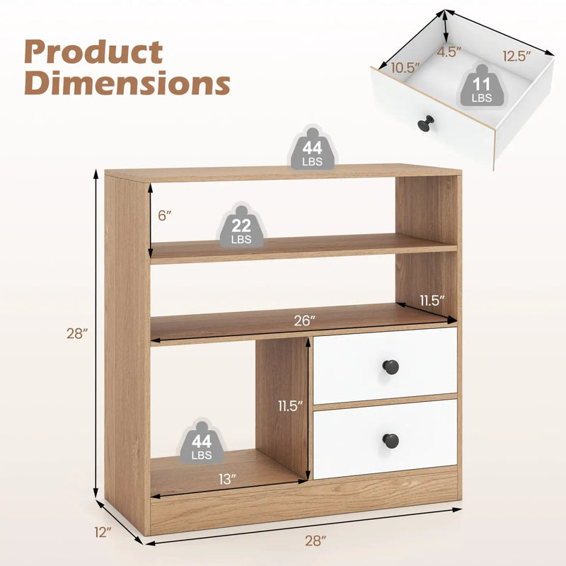 Storage Cabinet with 3 Shelves and 2 Fabric Drawers by DirectDeals