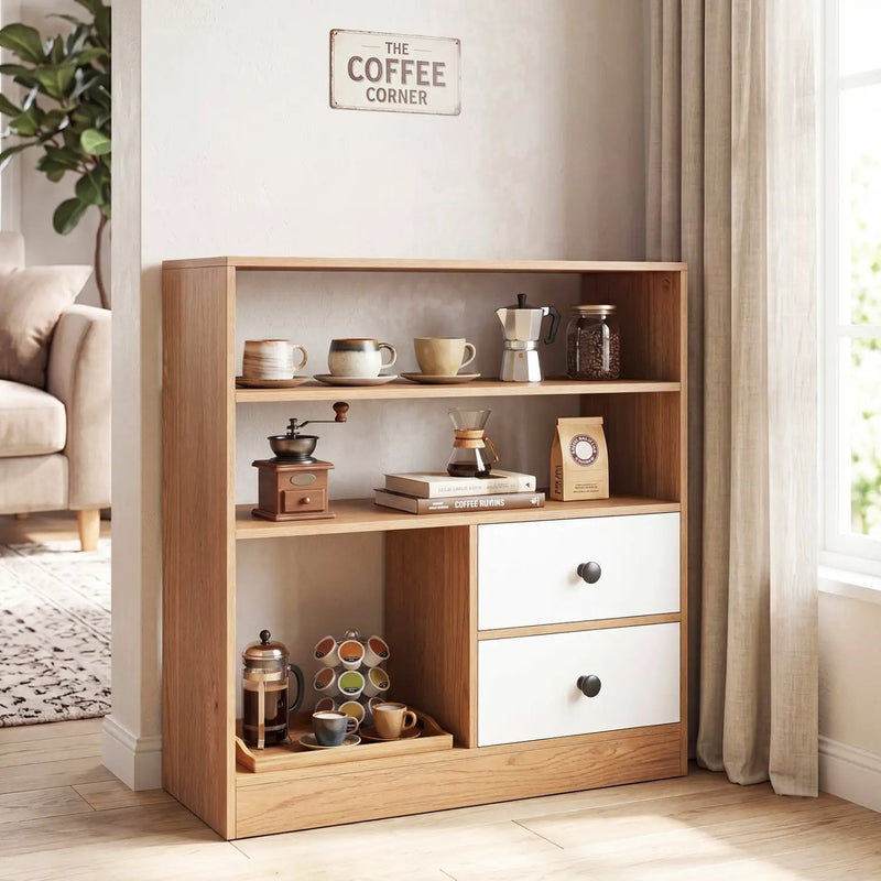 Storage Cabinet with 3 Shelves and 2 Fabric Drawers by DirectDeals