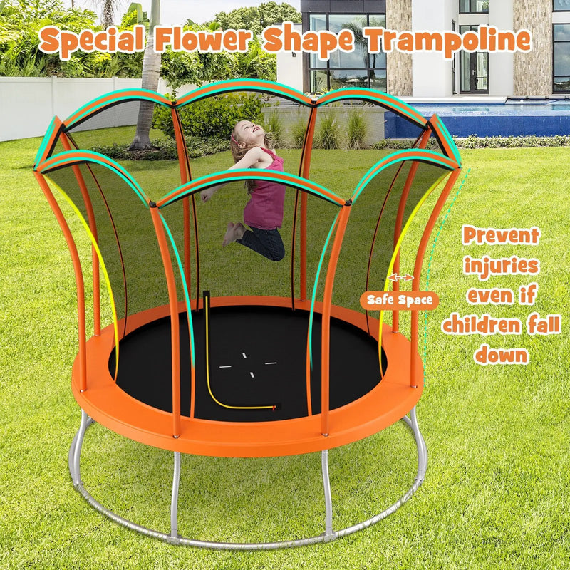 10 Feet Unique Flower Shape Trampoline with Galvanized Steel Frame by DirectDeals