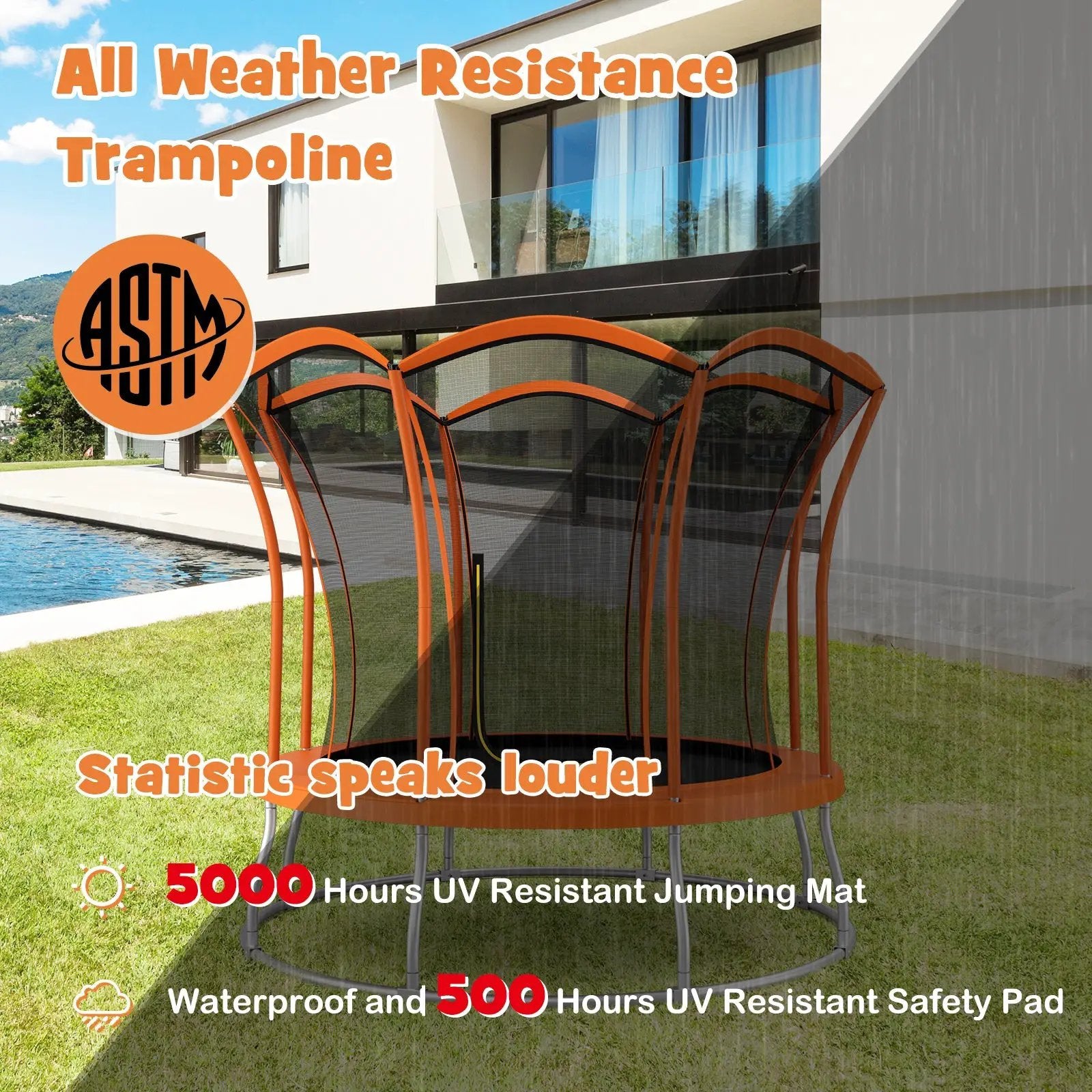 10 Feet Unique Flower Shape Trampoline with Galvanized Steel Frame by DirectDeals