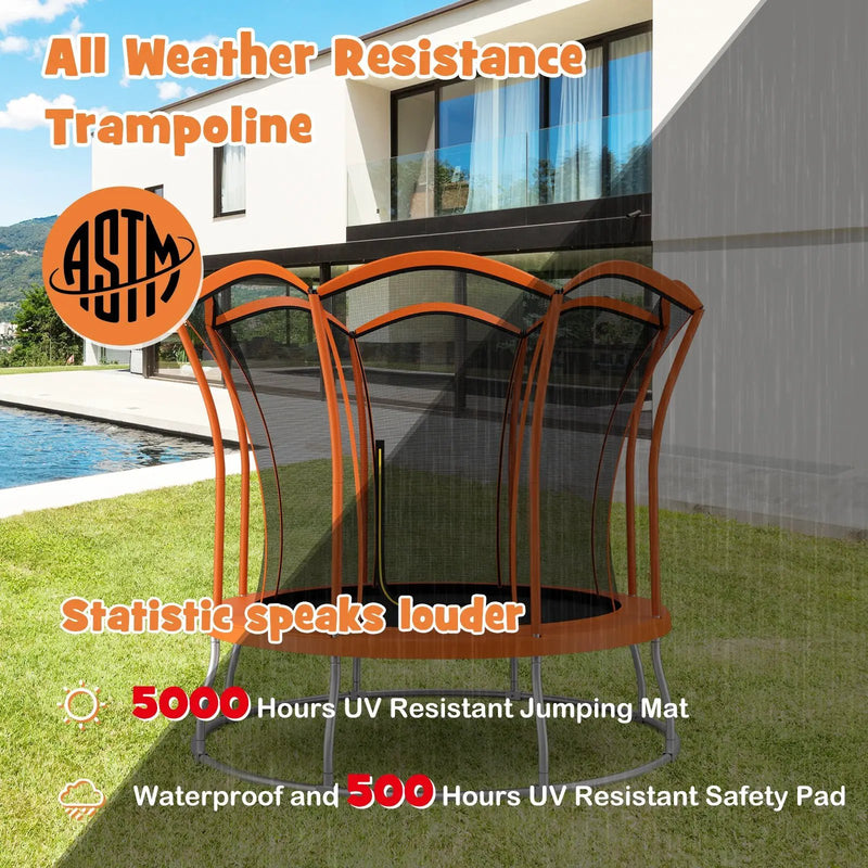 10 Feet Unique Flower Shape Trampoline with Galvanized Steel Frame by DirectDeals