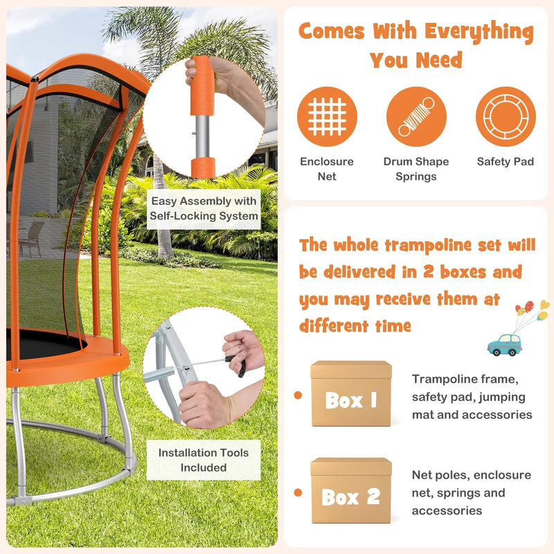 10 Feet Unique Flower Shape Trampoline with Galvanized Steel Frame by DirectDeals