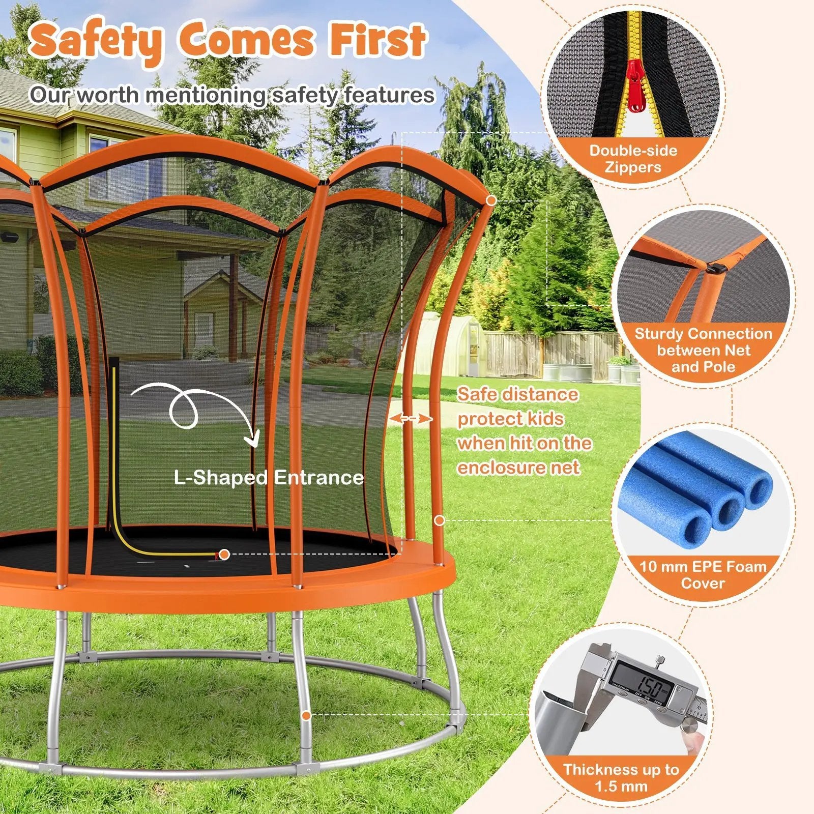 10 Feet Unique Flower Shape Trampoline with Galvanized Steel Frame by DirectDeals