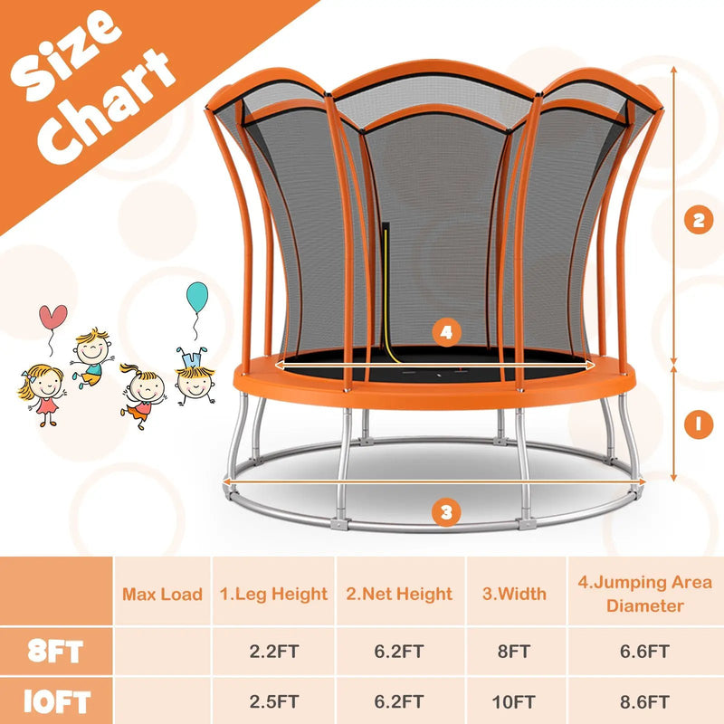 10 Feet Unique Flower Shape Trampoline with Galvanized Steel Frame by DirectDeals
