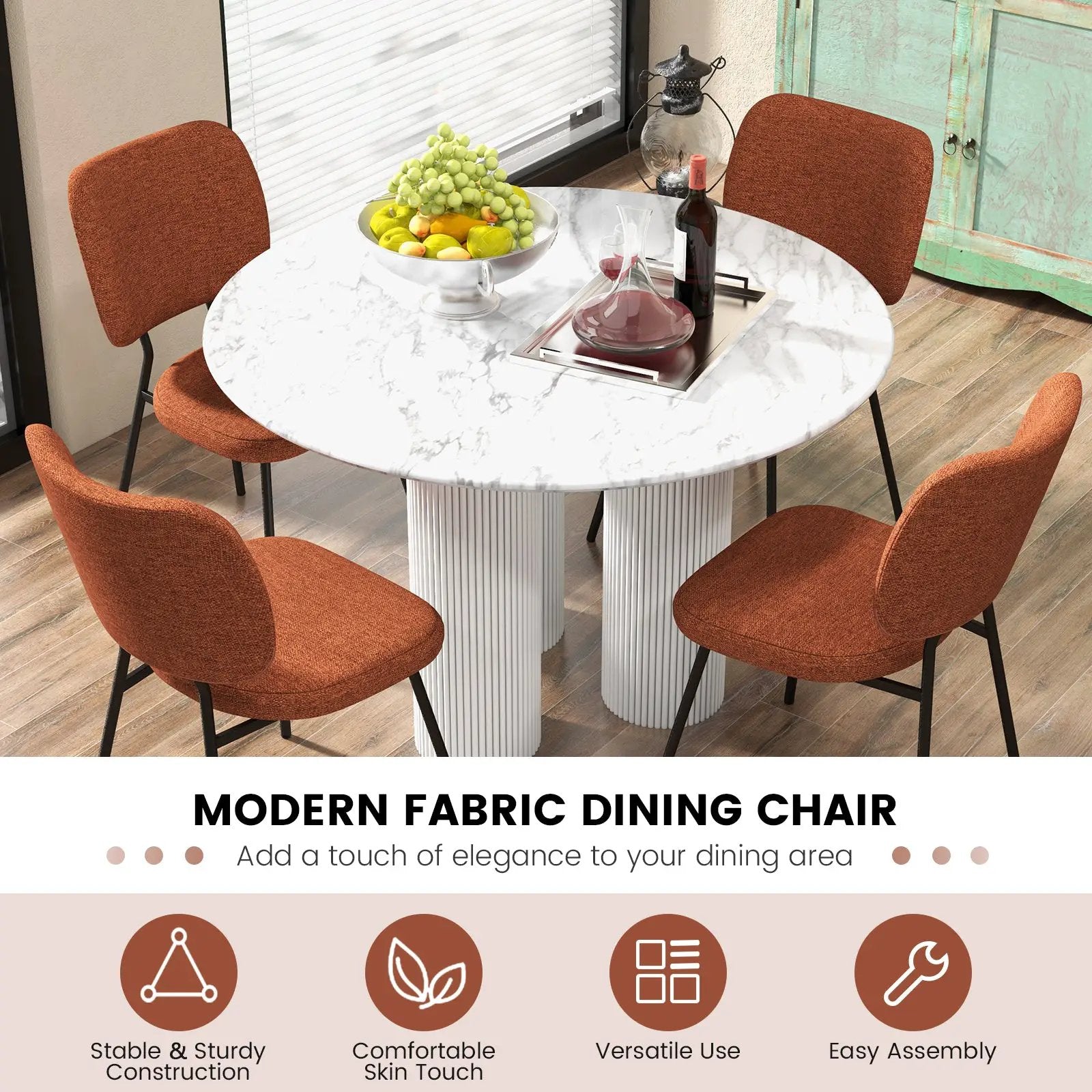 Set of 2 Modern Armless Dining Chairs with Linen Fabric by DirectDeals