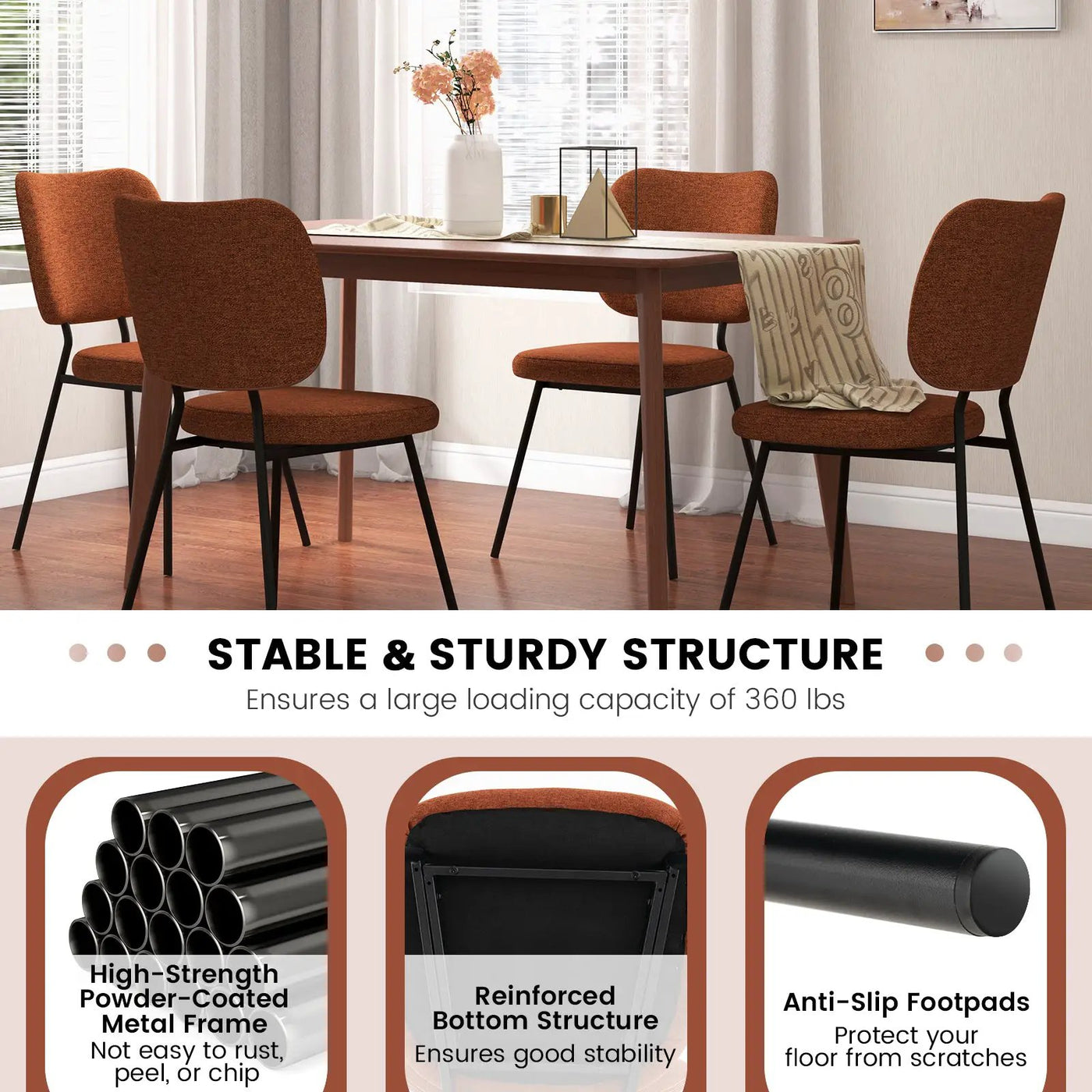 Set of 2 Modern Armless Dining Chairs with Linen Fabric by DirectDeals