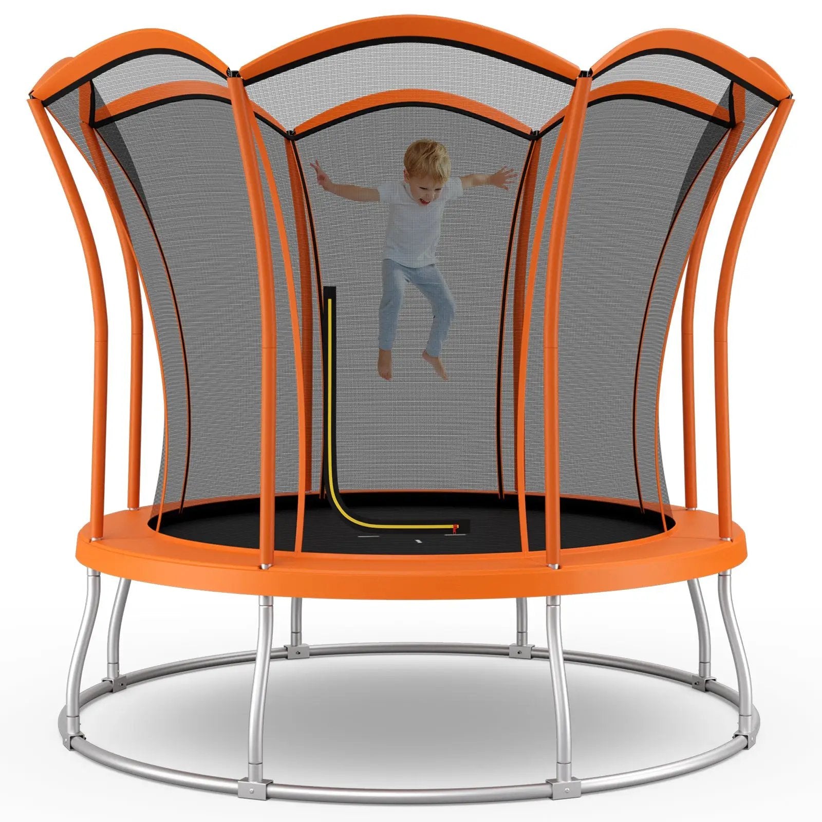 8 Feet Outdoor Unique Flower Shape Trampoline with Enclosure Net by DirectDeals