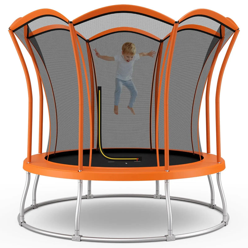 8 Feet Outdoor Unique Flower Shape Trampoline with Enclosure Net by DirectDeals
