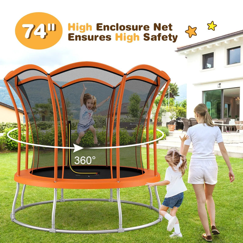 8 Feet Outdoor Unique Flower Shape Trampoline with Enclosure Net by DirectDeals