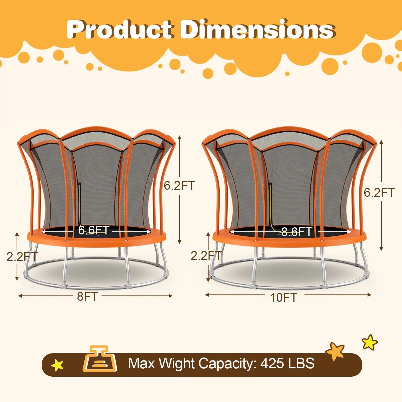 8 Feet Outdoor Unique Flower Shape Trampoline with Enclosure Net by DirectDeals