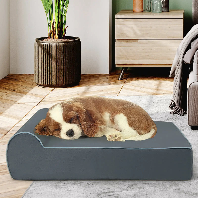Orthopedic Dog Bed with Headrest and Removable Washable Cover-Grey by DirectDeals
