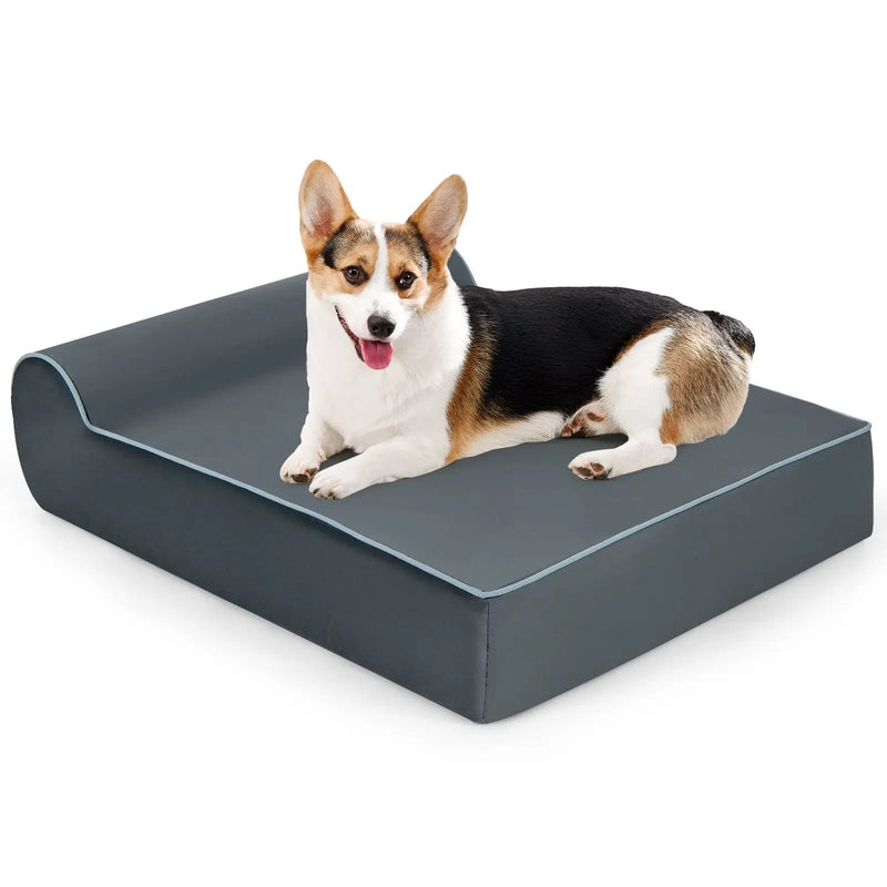 Orthopedic Dog Bed with Headrest and Removable Washable Cover-Grey by DirectDeals
