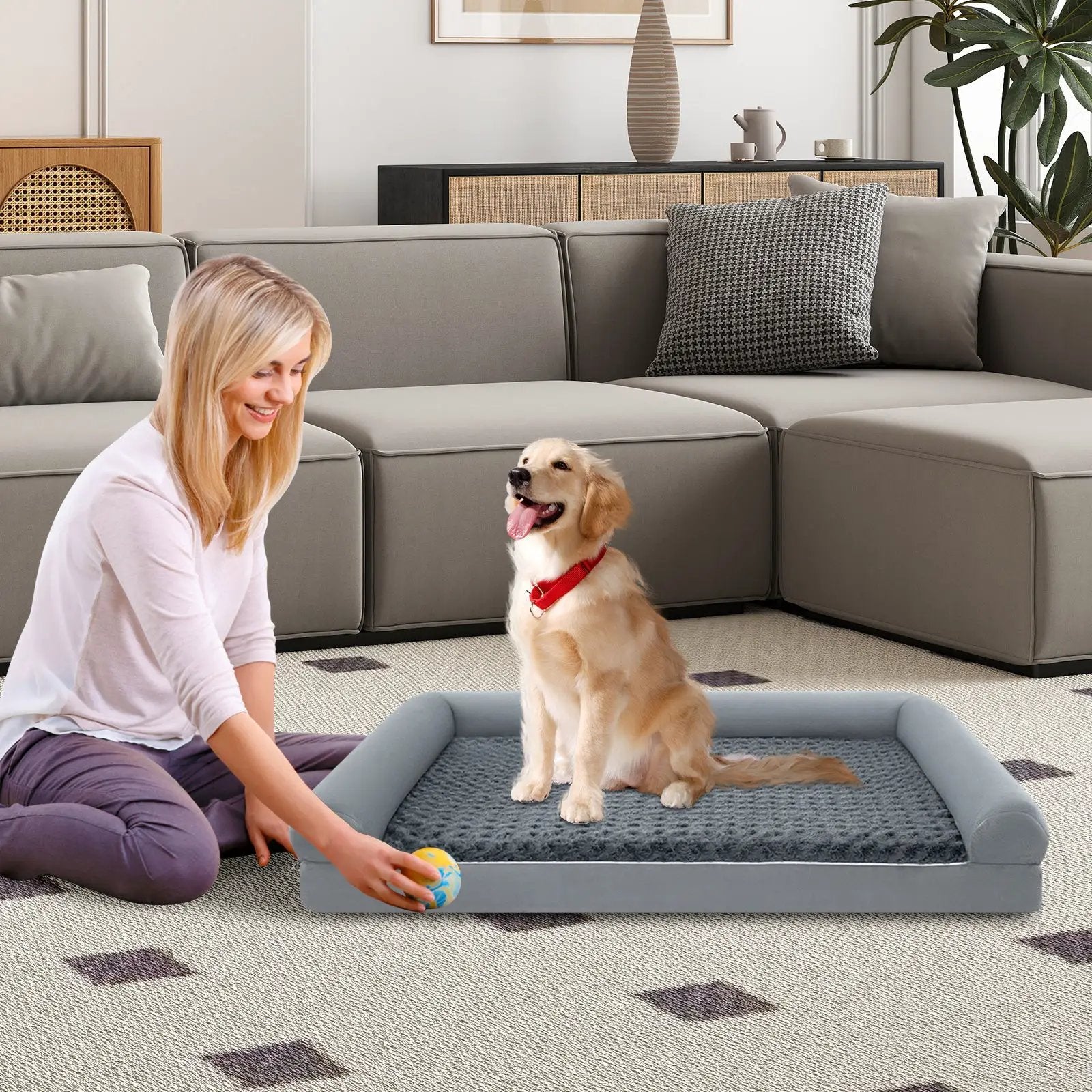Orthopedic Foam Dog Bed Large Dog Sofa Couch with Removable Cover by DirectDeals