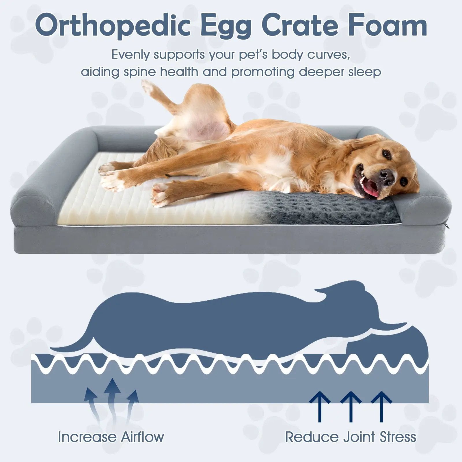Orthopedic Foam Dog Bed Large Dog Sofa Couch with Removable Cover by DirectDeals