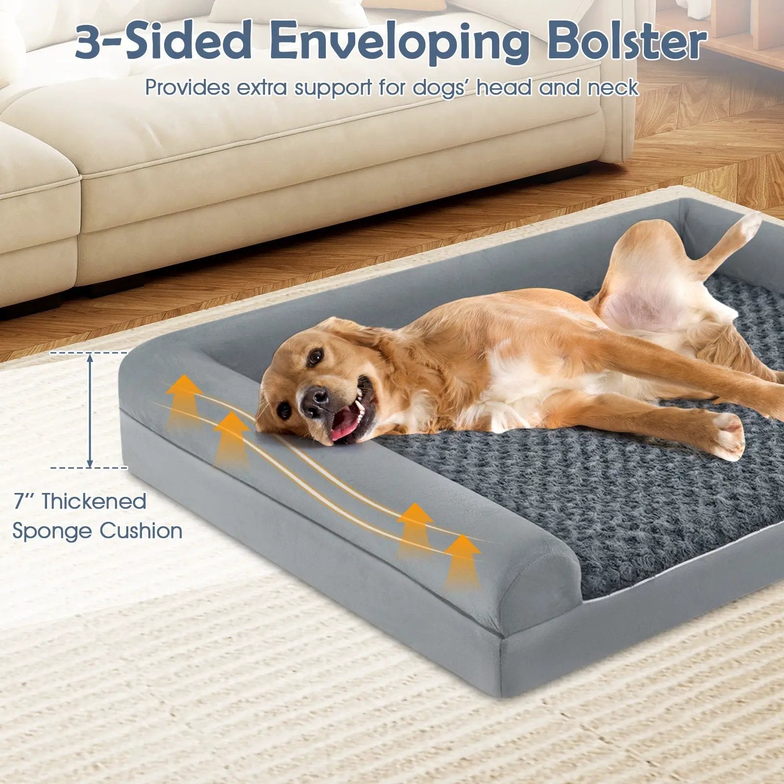 Orthopedic Foam Dog Bed Large Dog Sofa Couch with Removable Cover by DirectDeals