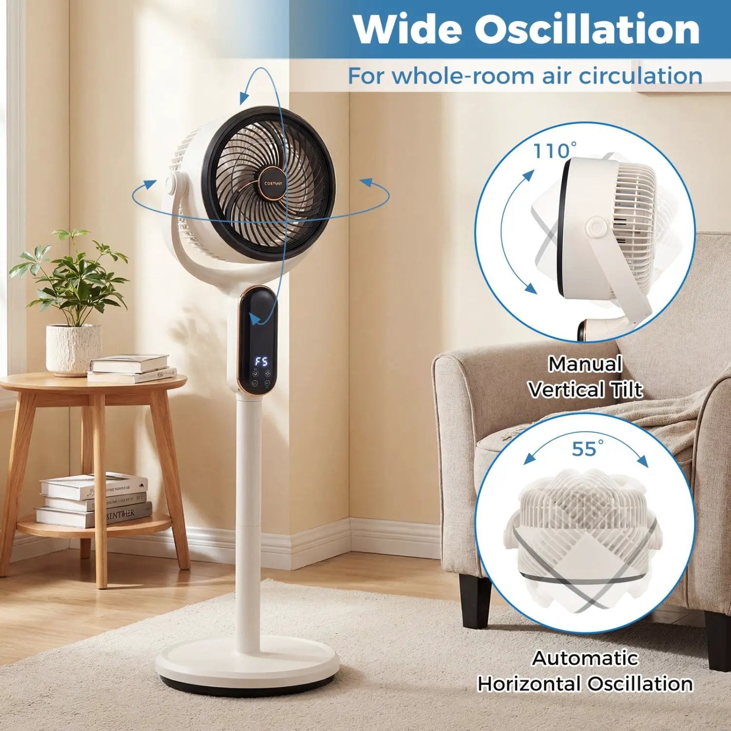 Oscillating Pedestal Fan with Remote and 8 Speeds by DirectDeals