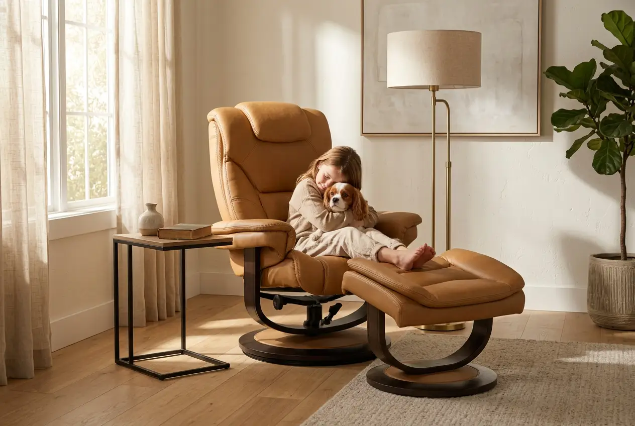 Oslo Euro Recliner w/ Ottoman by Ornate Furniture