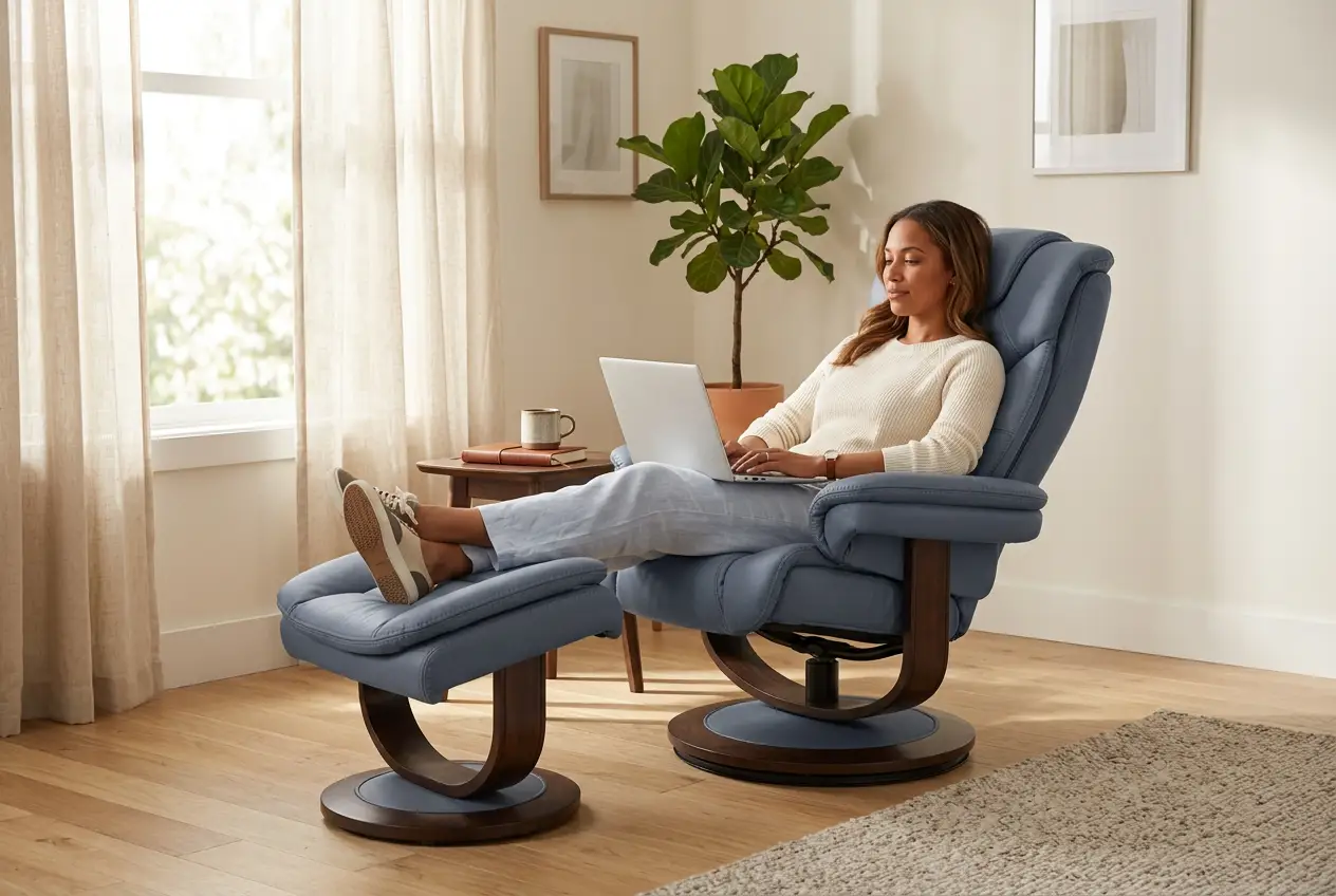 Oslo Euro Recliner w/ Ottoman by Ornate Furniture