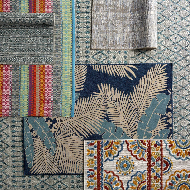 Novato Aqua All Over Pattern Performance Outdoor Rug by Boutique Rugs