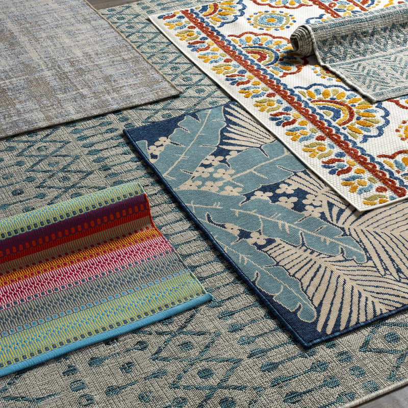 Novato Aqua All Over Pattern Performance Outdoor Rug by Boutique Rugs