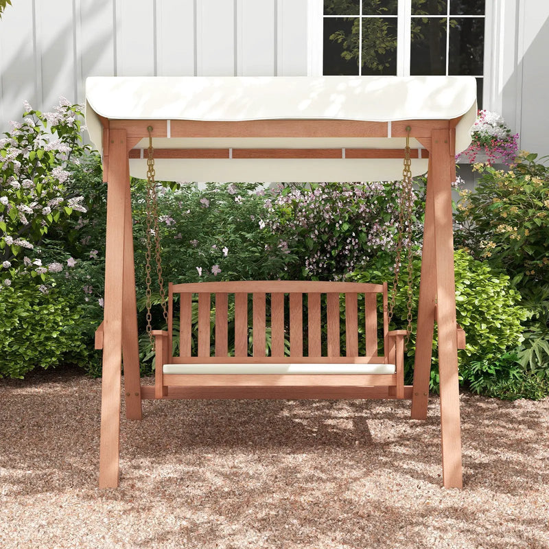 Outdoor 2-Seat Swing Bench w/ith A Frame and Sturdy Metal Hanging Chainsx by DirectDeals