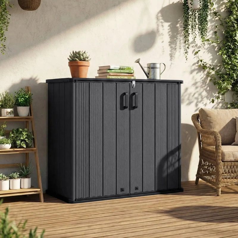 Outdoor Storage Box 23.5 Cu Ft Lockable with Floor - Black by DirectDeals
