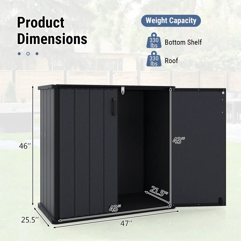 Outdoor Storage Box 23.5 Cu Ft Lockable with Floor - Black by DirectDeals