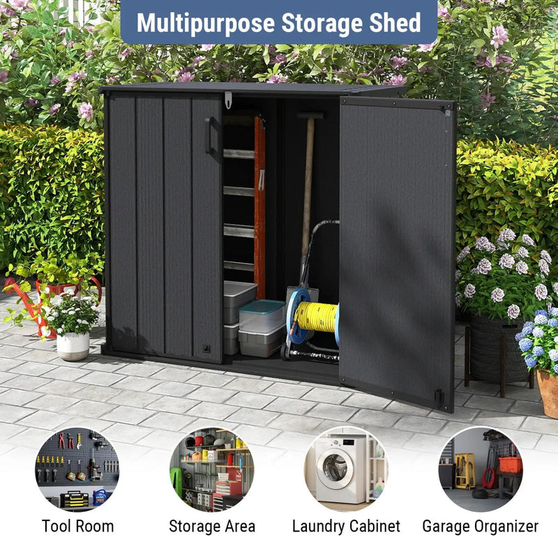 Outdoor Storage Box 23.5 Cu Ft Lockable with Floor - Black by DirectDeals