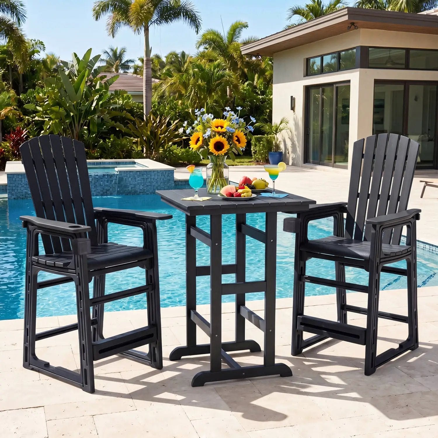 Outdoor Bar Stool 29" Height with Backrest and Armrests by DirectDeals