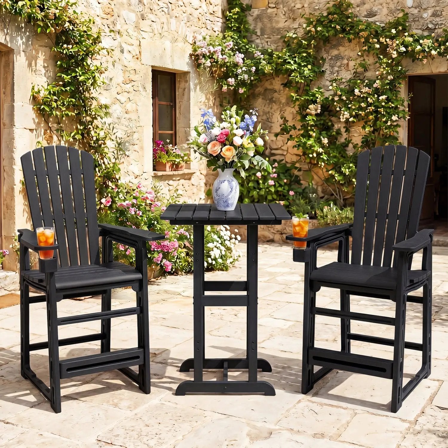 Outdoor Bar Stool 29" Height with Backrest and Armrests by DirectDeals