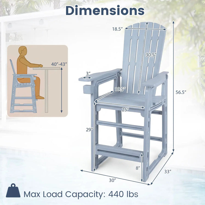 Outdoor Bar Stool 29" Height with Backrest and Armrests by DirectDeals