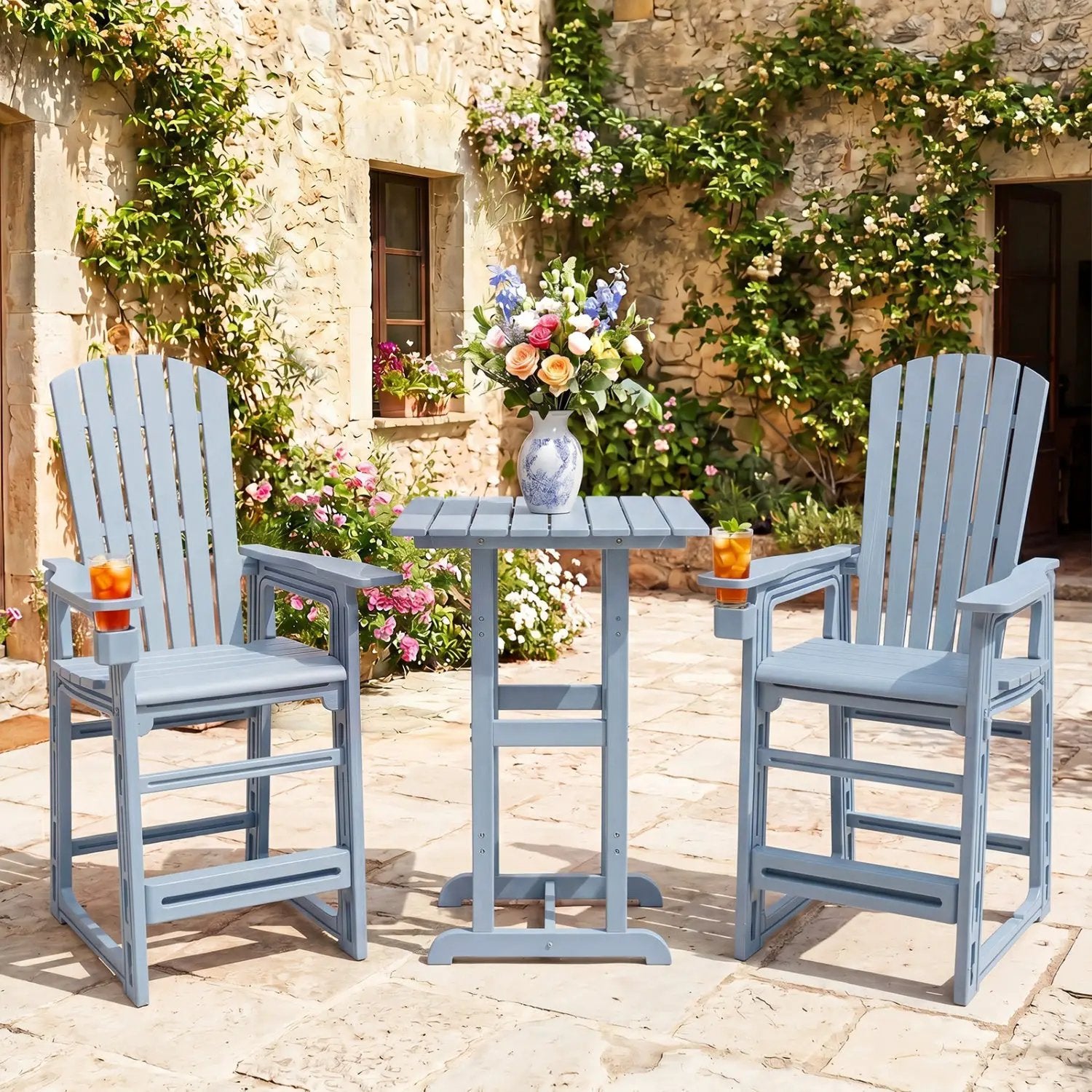 Outdoor Bar Stool 29" Height with Backrest and Armrests by DirectDeals